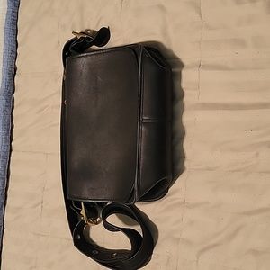 Coach Black Leather Crossbody with Gold-Tone Accents